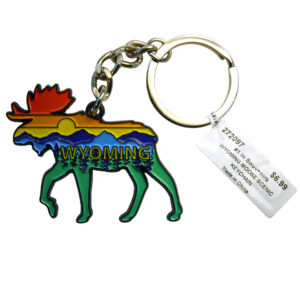 Wyoming Moose Scenic Keychain