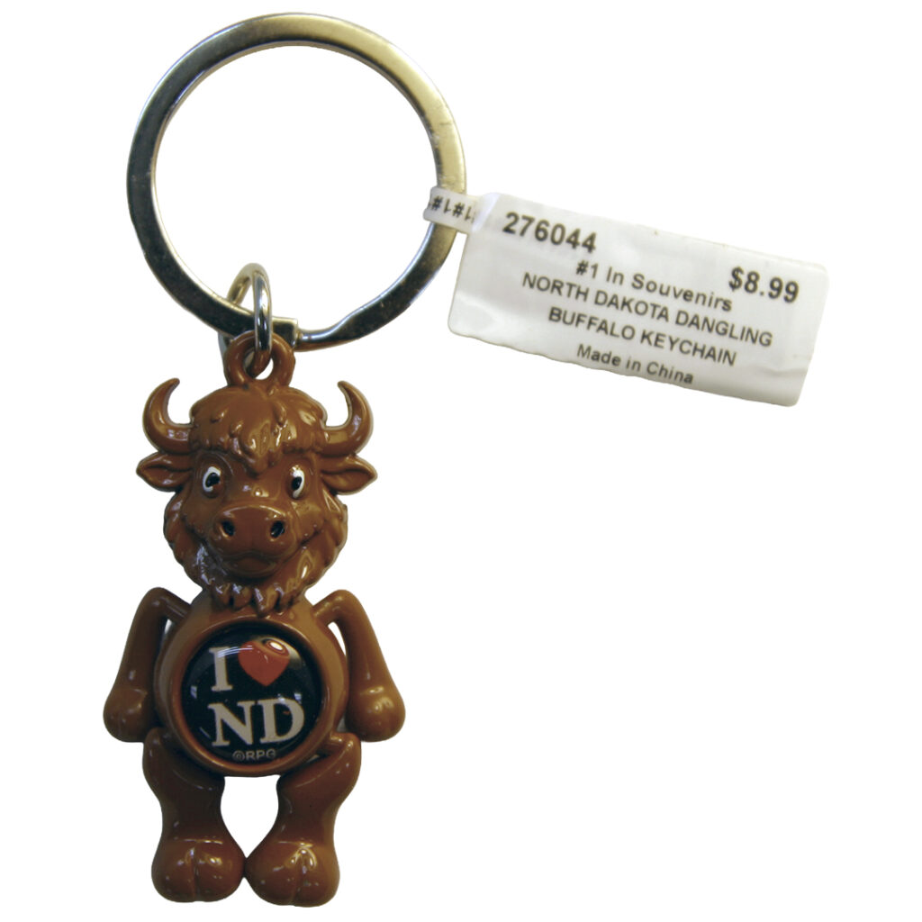North Dakota Dangling Buffalo Keychain